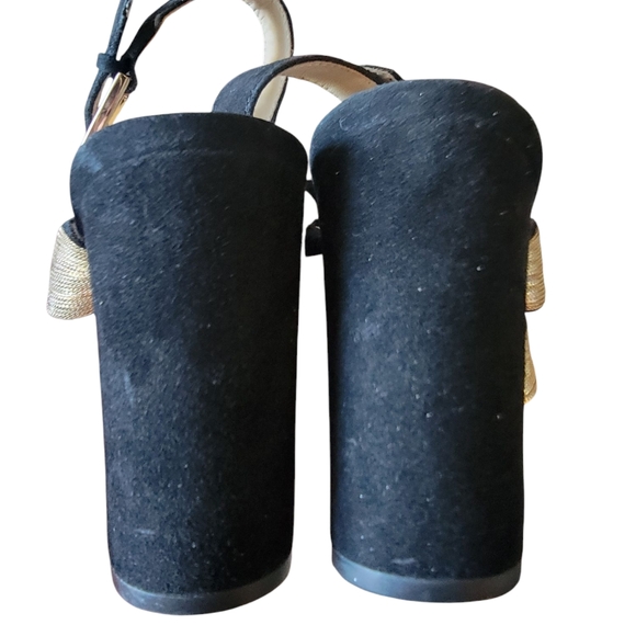 Botiker Black Suede And Metalic Gold Strapy Sandal Pumps - Picture 4 of 11